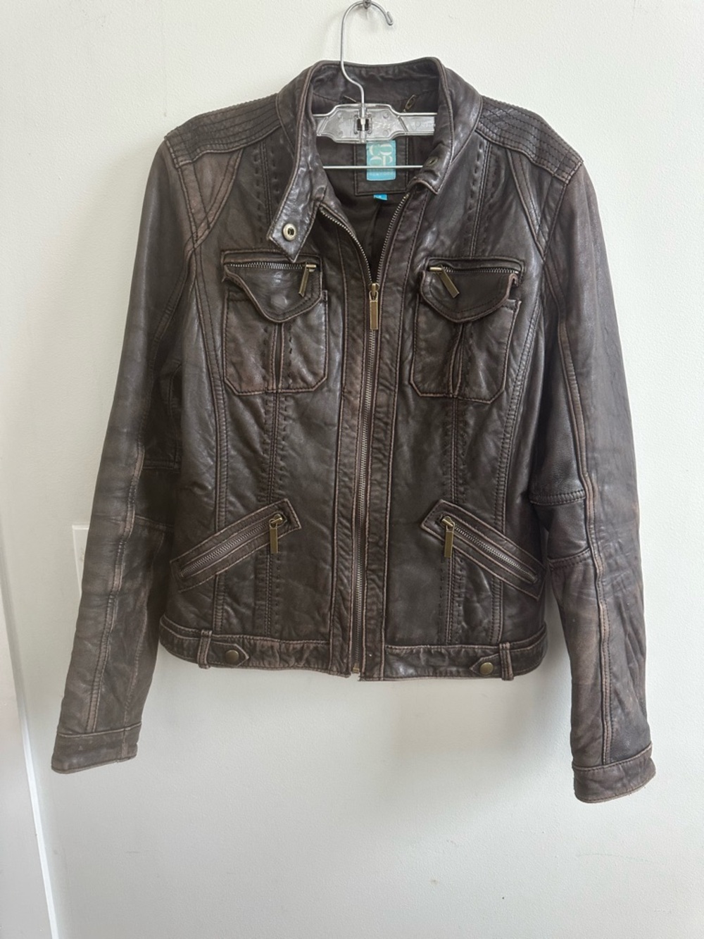 Barneys New York CO-OP Vintage Brown Leather Jacket